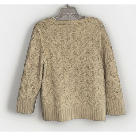 Ann Taylor Wool Angora Sweater Thick Cable Knit Ivory Pearl Rabbit Hair Size XL - Picture 5 of 16